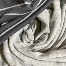 Load image into Gallery viewer, Charcoal &amp; Cloud Bamboo Stripe Luxe - 77&quot; x 56&quot;- FINISHED AND READY TO SHIP!